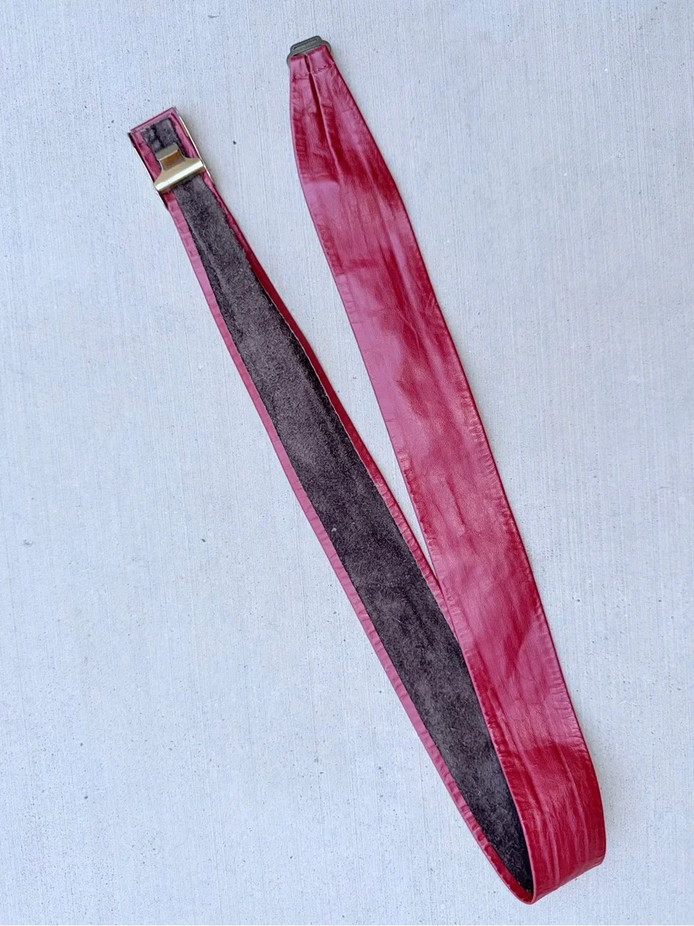 Vintage Red Leather Bow Style Waist Belt